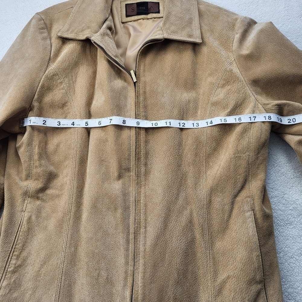 Siena Suede Leather Tan Biker Style Zip Up Jacket Women's Size XL - Picture 6 of 12